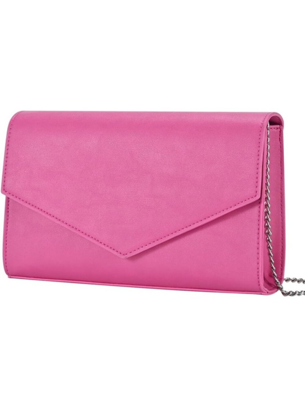 Women's Fuschia Faux Leather Clutch Purses Envelope Evening Shoulder Bag